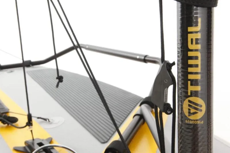 Slide: The Image of Close-up of 2022 Tiwal 3 Sailboat mast and deck. - 3