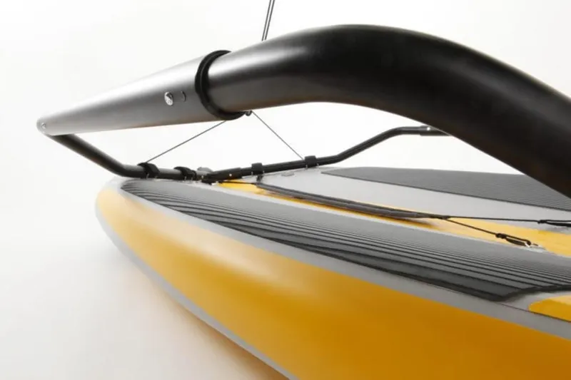 Slide: The Image of Close-up of 2022 Tiwal 3 Sailboat's yellow hull and black rigging. - 4