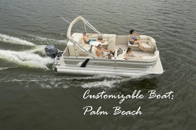 Slide: The Image of 2024 Starcraft EX 24 boat cruising with passengers on a lake. - 0