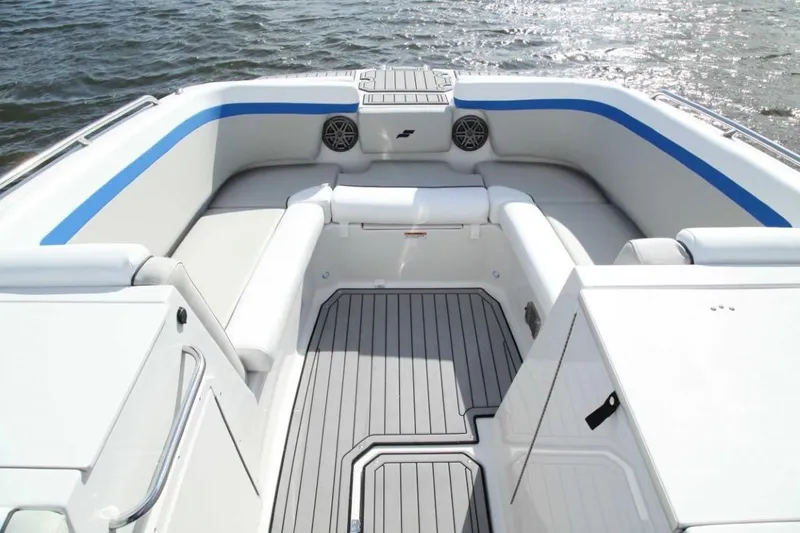 Slide: The Image of 2024 Starcraft 231 SVX boat interior with spacious seating and modern design. - 9