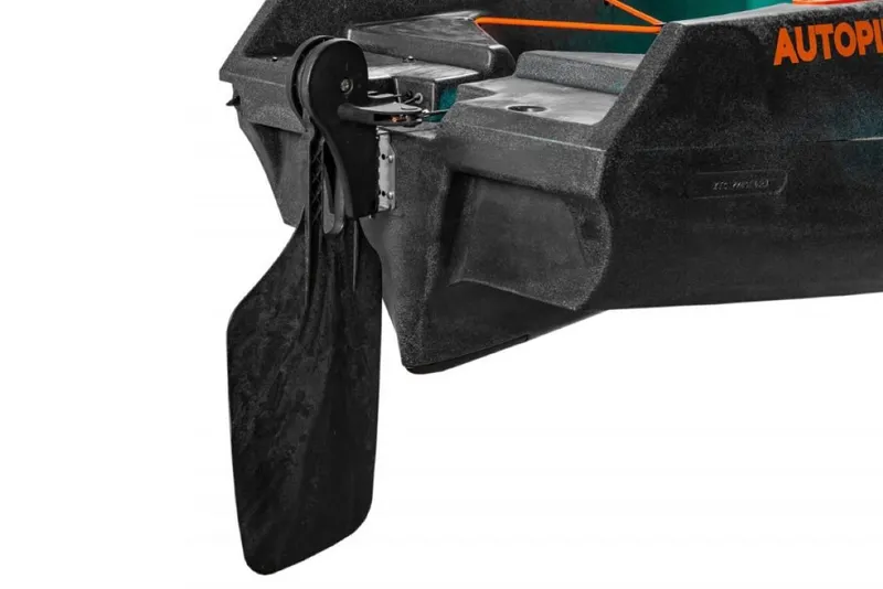 Slide: The Image of Close-up of the 2023 Old Town Sportsman Autopilot 120 kayak's rudder system. - 16