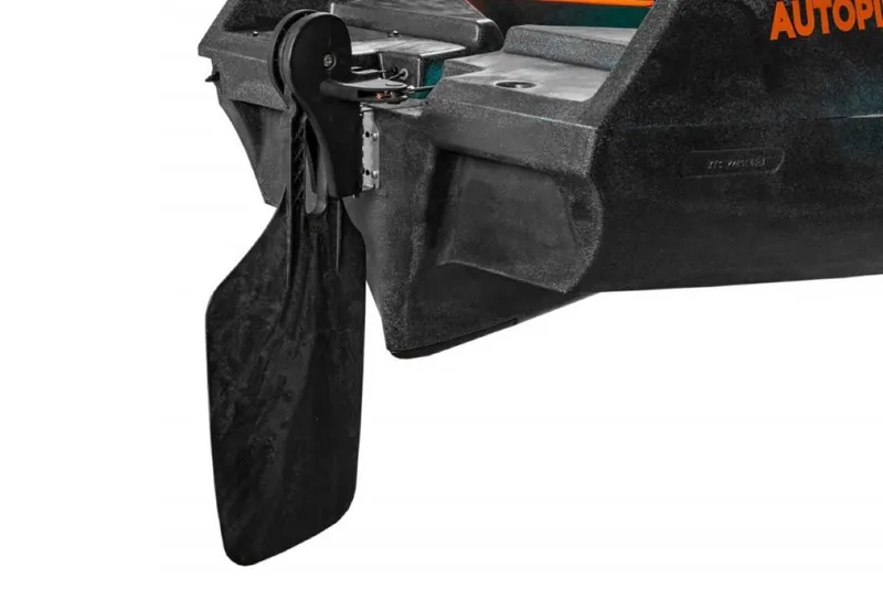 Slide: The Image of 2023 Old Town Sportsman Autopilot 136 kayak rudder system close-up. - 17