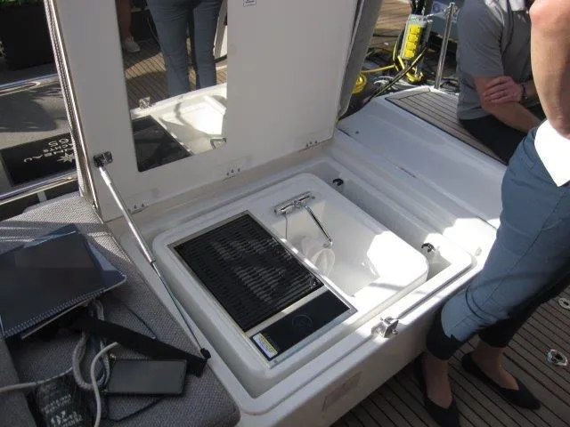 Slide: The Image of Open storage compartment on Jeanneau Yacht 65, 2025 model. - 13