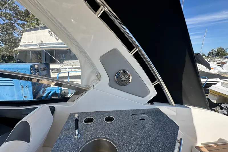 Slide: The Image of Interior view of 2019 Chaparral 347 SSX boat with sleek design and modern amenities. - 36