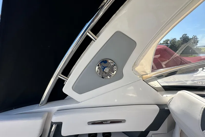 Slide: The Image of Interior view of 2019 Chaparral 347 SSX boat, featuring sleek design and modern detailing. - 37