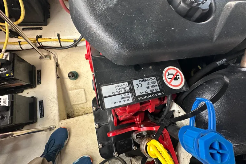 Slide: The Image of Engine compartment of a 2019 Chaparral 347 SSX with Volvo Penta components. - 53