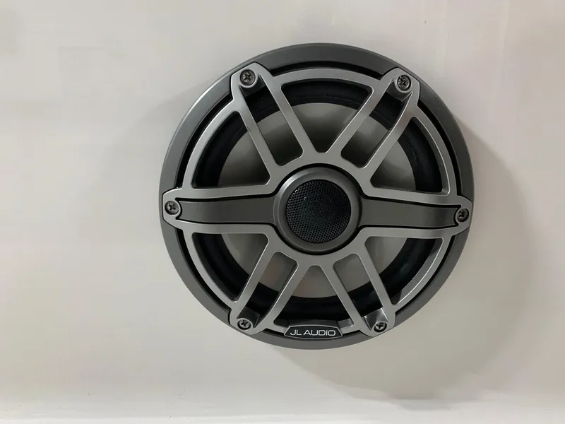 Slide: The Image of JL Audio speaker on 2024 Robalo 246 Cayman boat. - 11