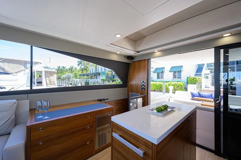 Slide: The Image of Interior of 2020 Maritimo X60 yacht featuring modern kitchen. - 15
