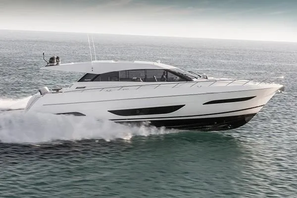 Slide: The Image of 2020 Maritimo X60 yacht cruising on open sea. - 2