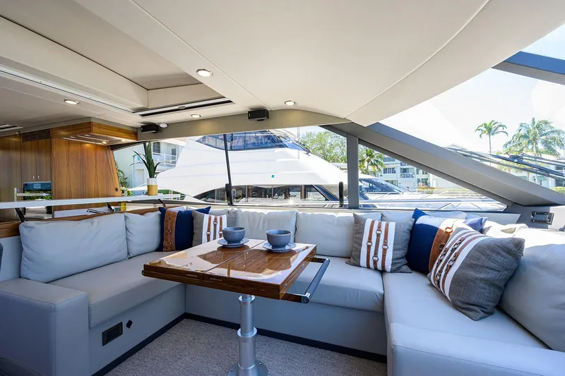 Slide: The Image of Luxurious interior of the 2020 Maritimo X60 yacht. - 21