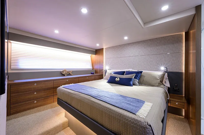 Slide: The Image of Luxurious bedroom on the 2020 Maritimo X60 yacht. - 33