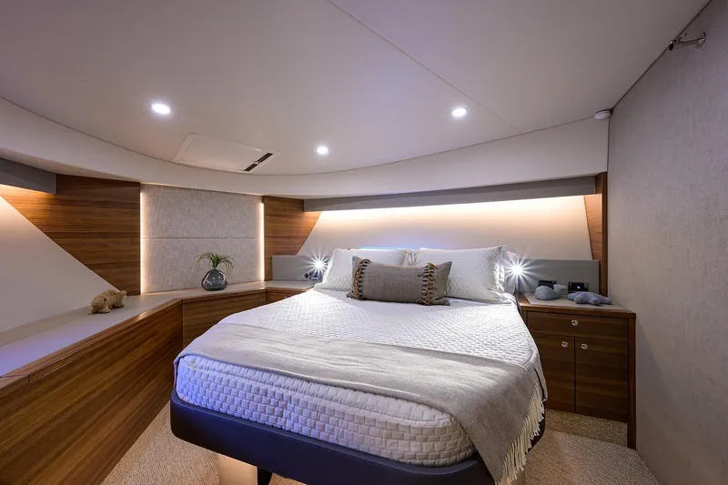 Slide: The Image of Luxurious bedroom on the 2020 Maritimo X60 yacht. - 34