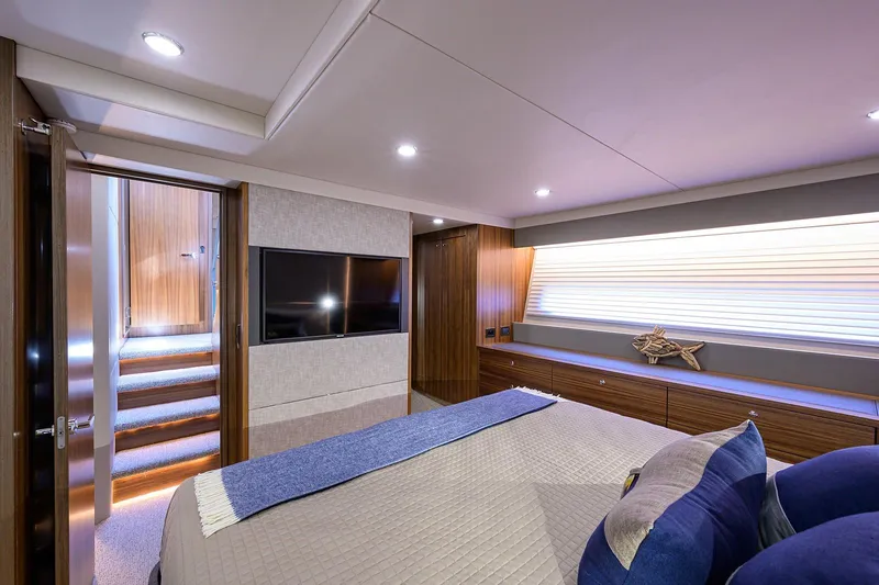 Slide: The Image of Luxurious bedroom on the Maritimo X60 yacht, year 2020. - 36