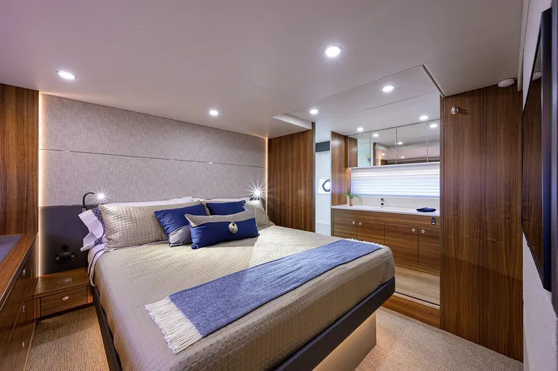 Slide: The Image of Luxurious bedroom in Maritimo X60 yacht, 2020 model. - 37
