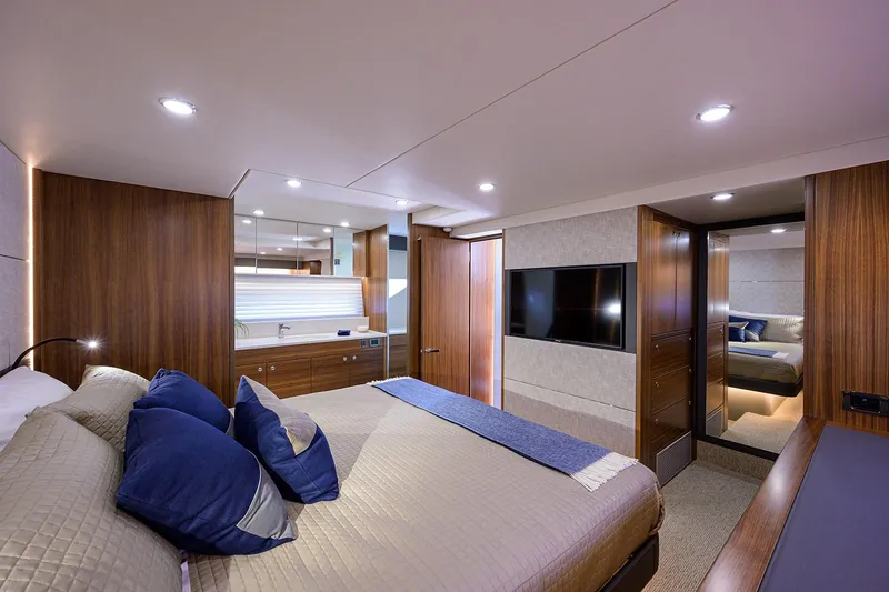 Slide: The Image of Luxurious bedroom on the 2020 Maritimo X60 yacht. - 38