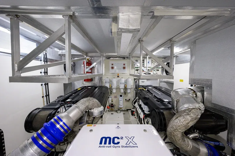 Slide: The Image of Engine room of 2020 Maritimo X60 with anti-roll gyro stabilizers. - 49
