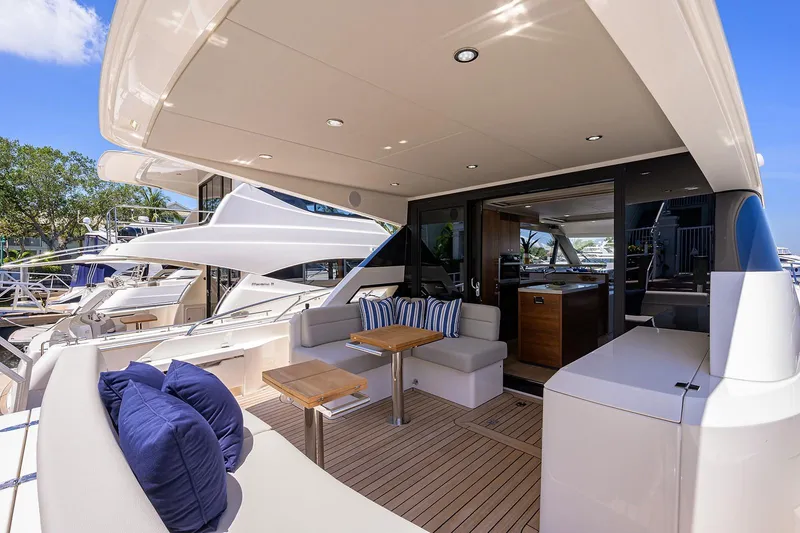 Slide: The Image of Luxurious Maritimo X60 yacht deck with seating area, 2020 model. - 7