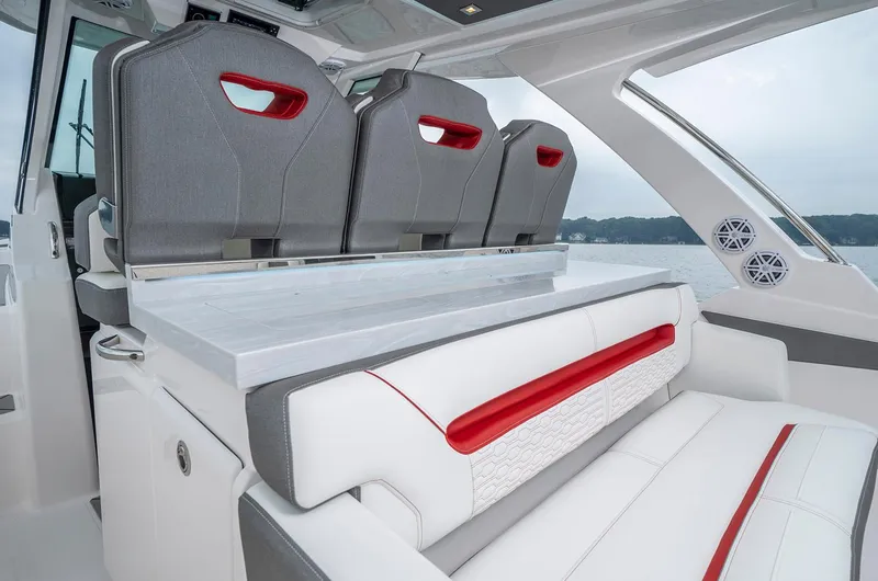 Slide: The Image of Luxury seating area on the 2025 Tiara Sport 34 LS boat. - 9