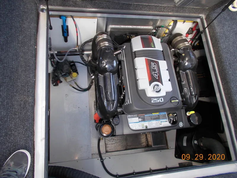 Slide: The Image of Engine compartment of 2020 Sumerset Antelope Escape Share #4 houseboat. - 18