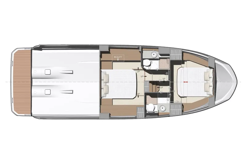Slide: The Image of 2024 Prestige 420 yacht floor plan with two bedrooms and two bathrooms. - 35