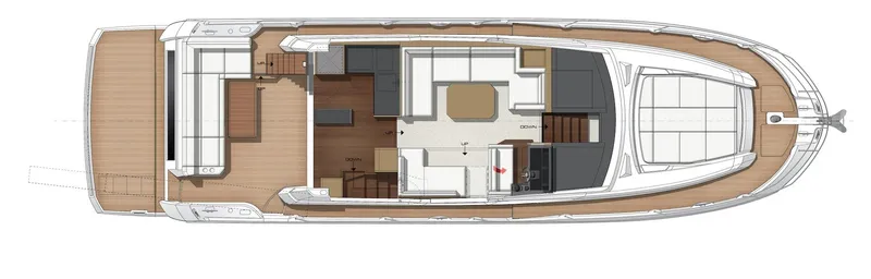 Slide: The Image of Top view layout of the 2025 Prestige 520 S yacht interior. - 43