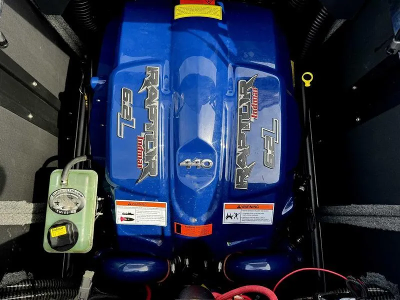 Slide: The Image of 2018 Supra SA450 engine, Raptor 6.2L, blue cover, detailed view. - 10