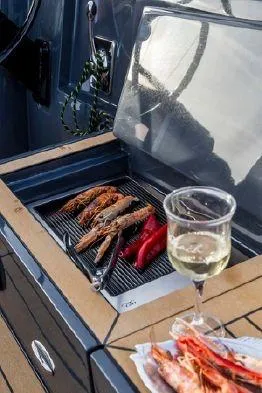 Slide: The Image of Grill with seafood and wine on Saffier Se 37 Lounge yacht, 2026 model. - 13
