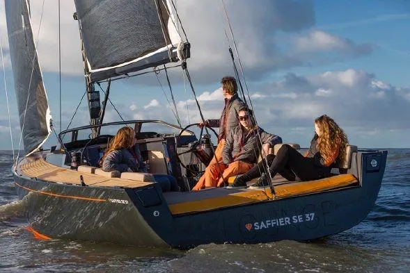 Slide: The Image of Saffier Se 37 Lounge 2026 sailing with passengers on a sunny day. - 3