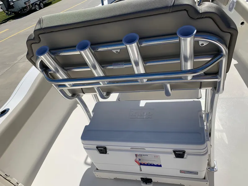 Slide: The Image of 2024 Key West 219 FS boat with rod holders and cooler. - 10
