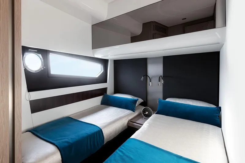 Slide: The Image of Modern twin cabin interior of 2023 Azimut S6 Sportfly yacht. - 13