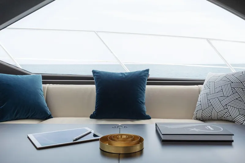 Slide: The Image of Interior of 2023 Azimut S6 Sportfly yacht with elegant seating and decor. - 16