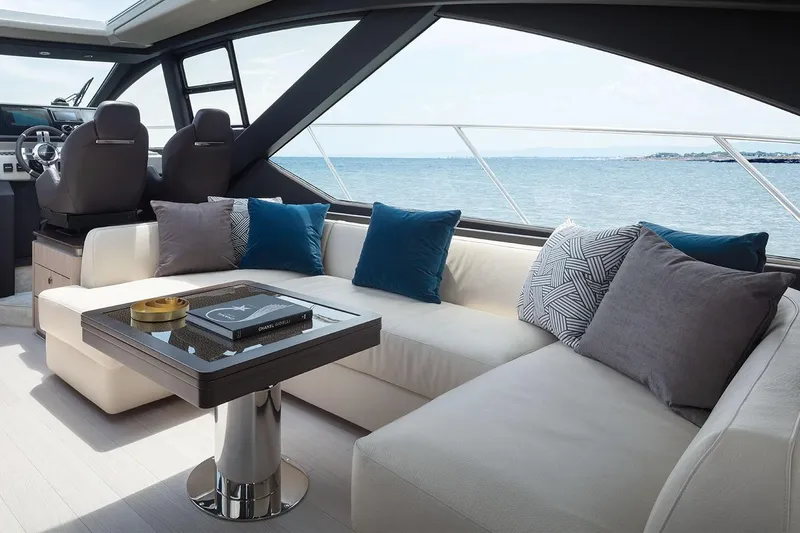 Slide: The Image of Luxurious interior of 2023 Azimut S6 Sportfly yacht with ocean view. - 19