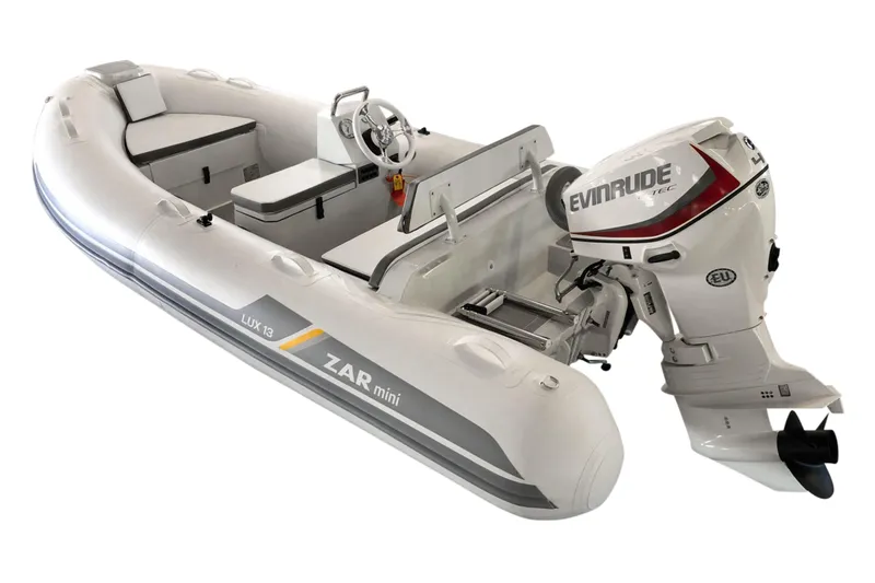 Slide: The Image of 2023 ZAR Mini LUX 13 inflatable boat with Evinrude outboard motor. - 7