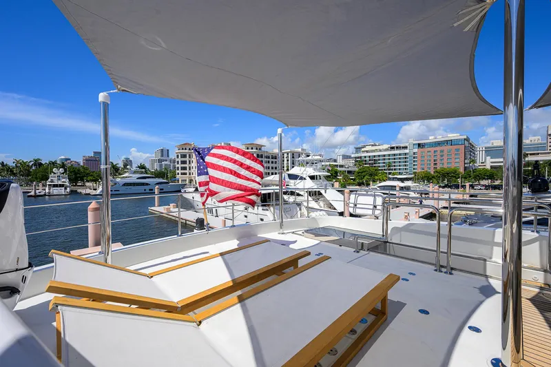 Slide: The Image of Luxurious 2013 Ocean Alexander Sky Lounge yacht docked in a sunny marina. - 34
