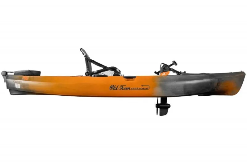 Slide: The Image of 2023 Old Town Sportsman PDL 120 kayak, orange and black, side view. - 6