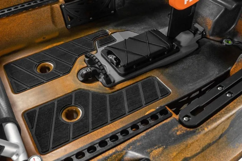 Slide: The Image of 2023 Old Town Sportsman PDL 106 kayak foot pedal system and deck. - 8