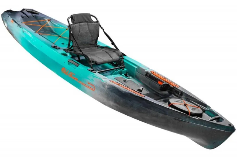 The Image of 2023 Old Town Sportsman 120 Kayak, teal and black, with adjustable seat and storage compartments. - 0