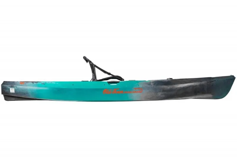 Slide: The Image of Old Town Sportsman 120 Kayak 2023, teal and black, side view. - 4