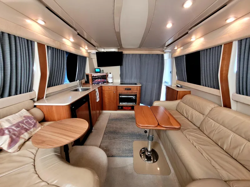 Slide: The Image of Luxurious interior of a 2004 Meridian 341 Sedan yacht with modern amenities. - 19