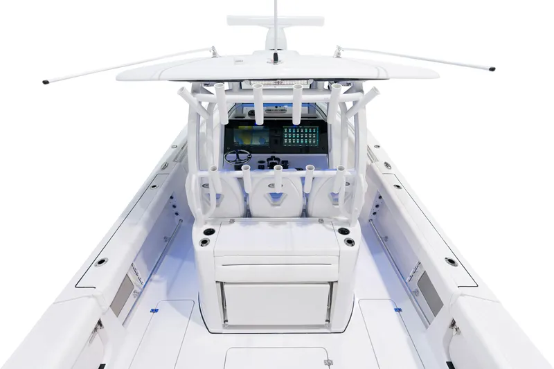 Slide: The Image of 2025 Sportsman Open 352 Center Console boat interior with advanced navigation system. - 28