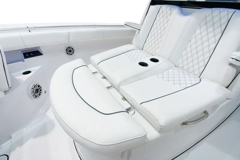 Slide: The Image of Luxurious seating on the 2025 Sportsman Open 352 Center Console boat. - 7