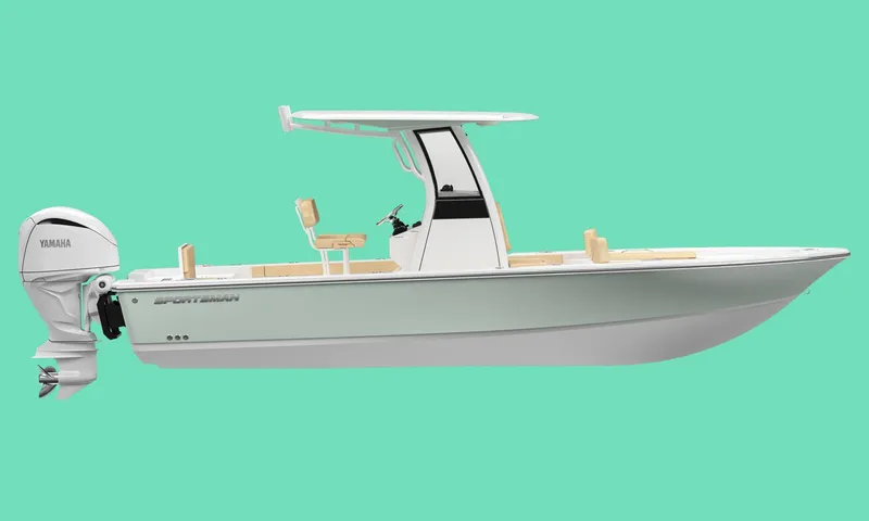 Slide: The Image of 2024 Sportsman Masters 247 Bay Boat with Yamaha engine, side view. - 28