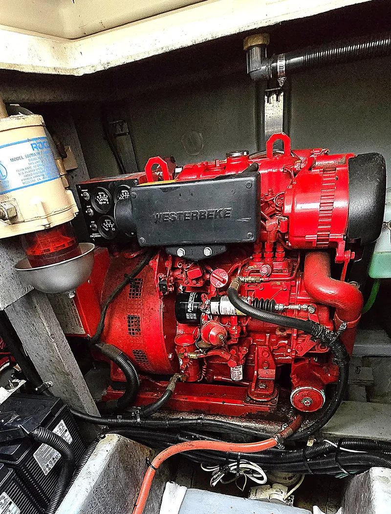 Slide: The Image of Engine compartment of 1992 Sea Ray 400 Express Cruiser with Westerbeke generator. - 7