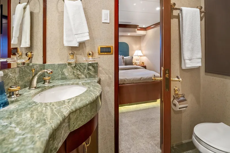 Slide: The Image of Luxurious bathroom in 2002 NorthCoast Pilothouse Motoryacht with marble sink and elegant fixtures. - 40