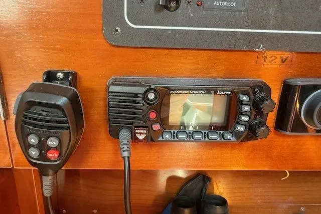 Slide: The Image of VHF radio system on 2002 Beneteau First 36.7 yacht, featuring Standard Horizon Eclipse. - 23