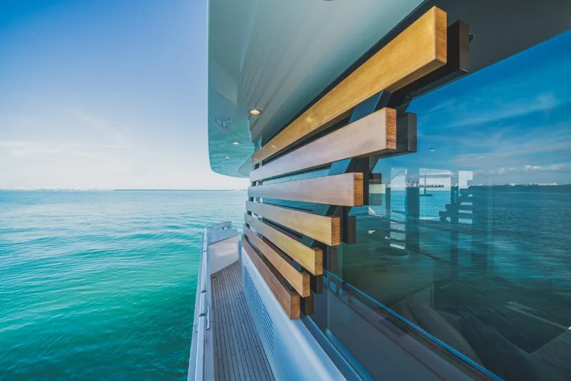 Slide: The Image of Side view of 2023 Azimut Magellano 25 Metri yacht on calm blue sea. - 27