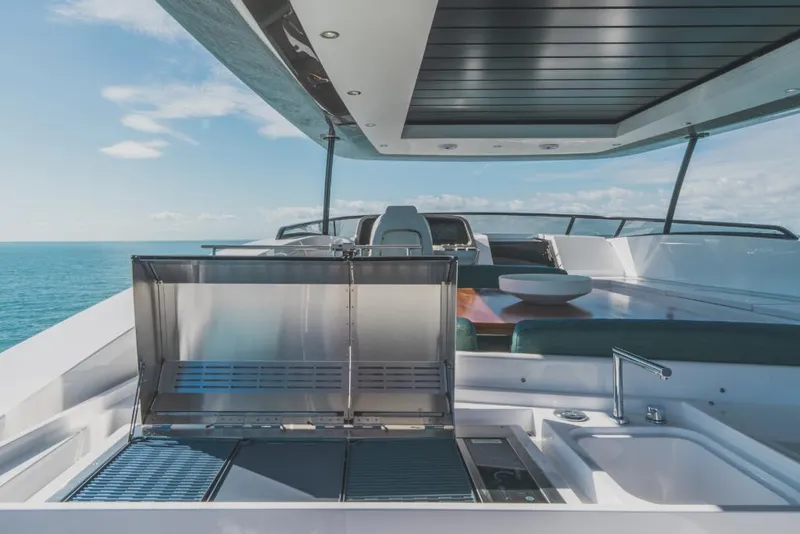 Slide: The Image of Outdoor kitchen on the 2023 Azimut Magellano 25 Metri yacht with ocean view. - 34