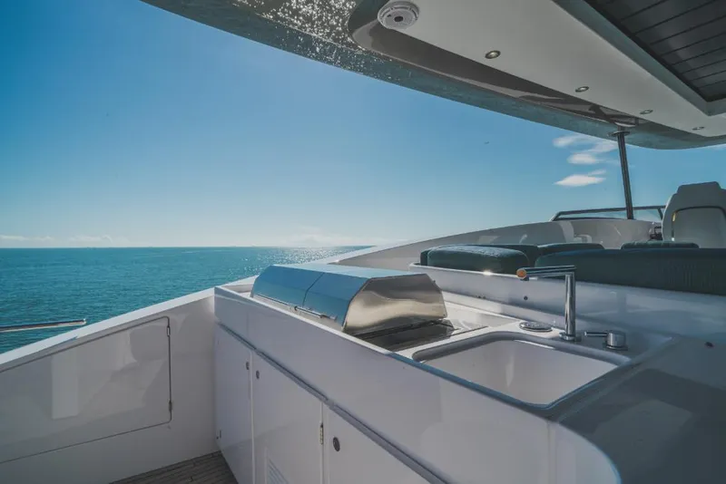 Slide: The Image of Azimut Magellano 25 Metri 2023 yacht deck with ocean view and outdoor kitchen. - 36