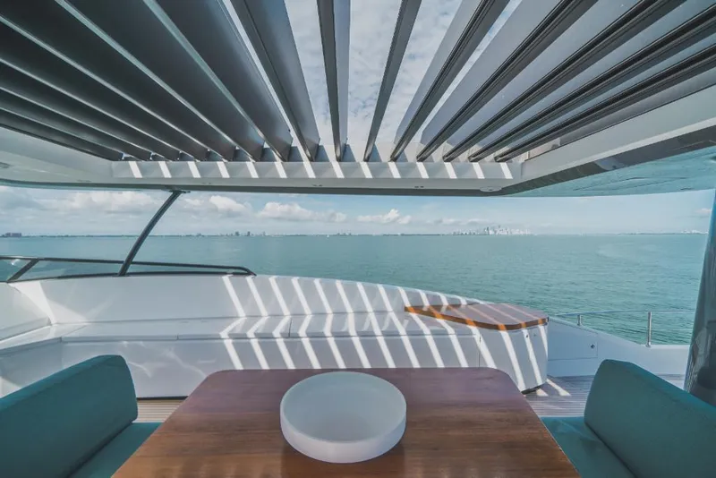 Slide: The Image of Azimut Magellano 25 Metri 2023 yacht deck with ocean view and modern seating. - 41