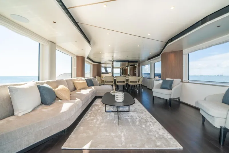 Slide: The Image of Luxurious interior of 2023 Azimut Magellano 25 Metri yacht with modern furnishings. - 45